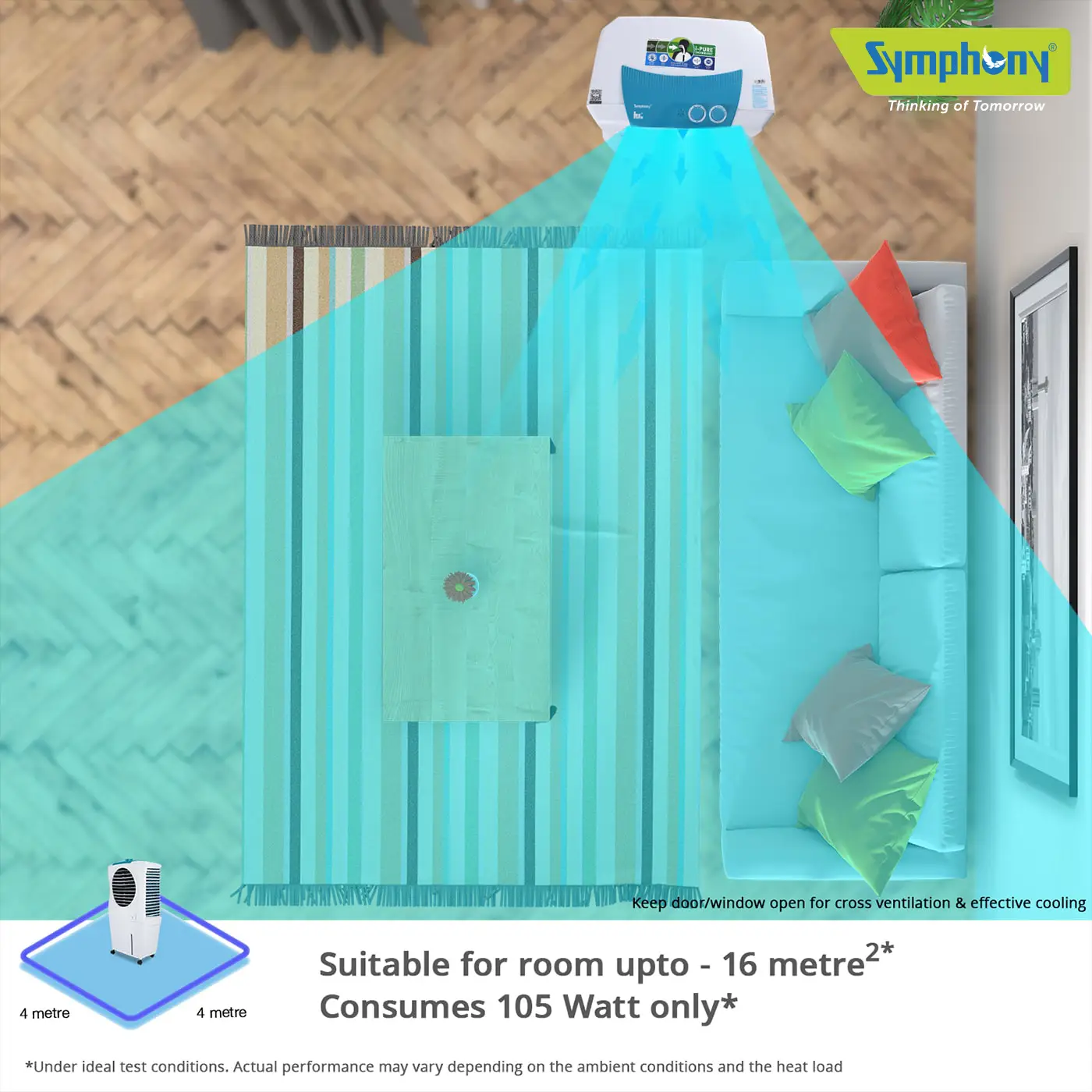 Ice Cube 27 Cooler, Room Air Cooler with Powerful Fan