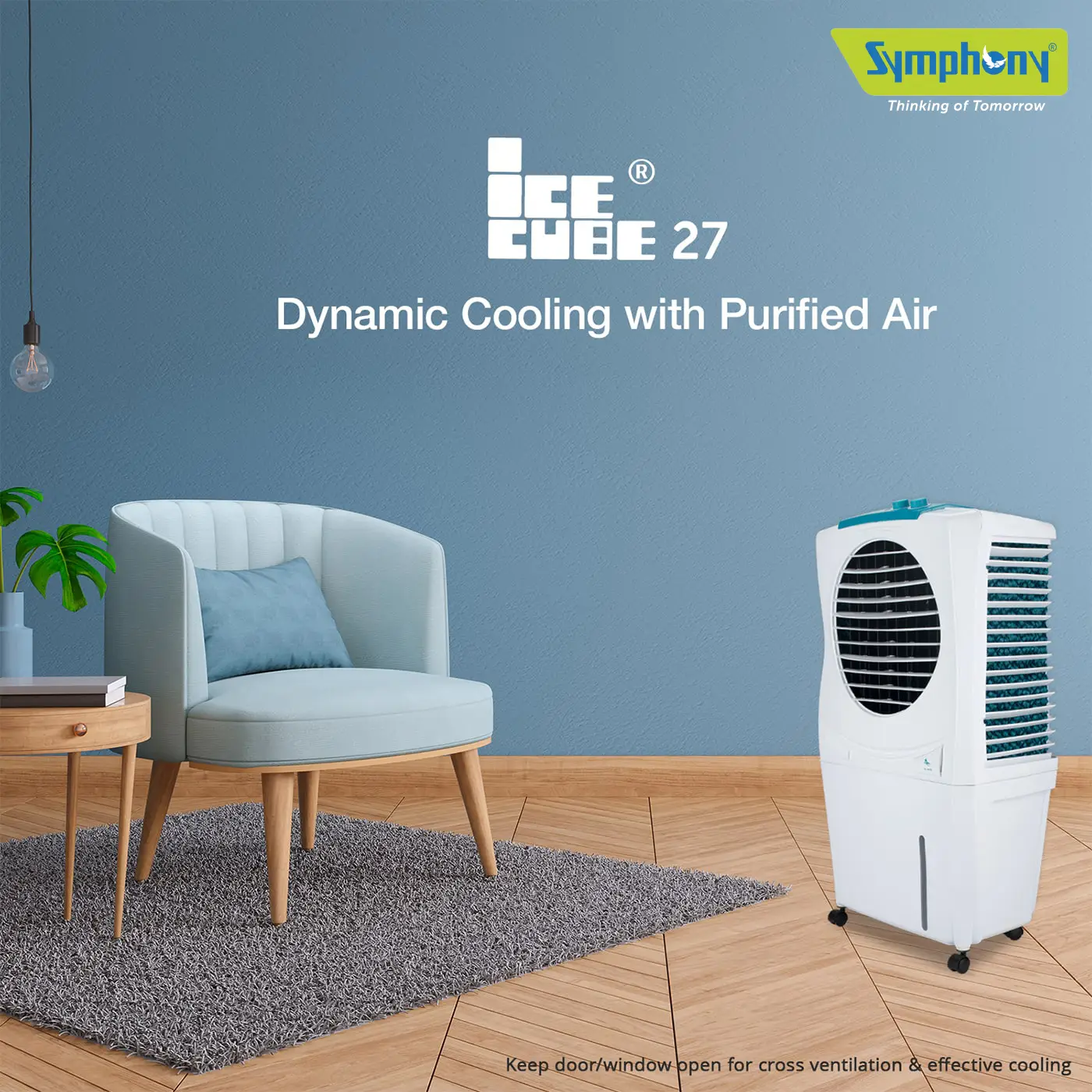 Ice Cube 27 Cooler, Room Air Cooler with Powerful Fan