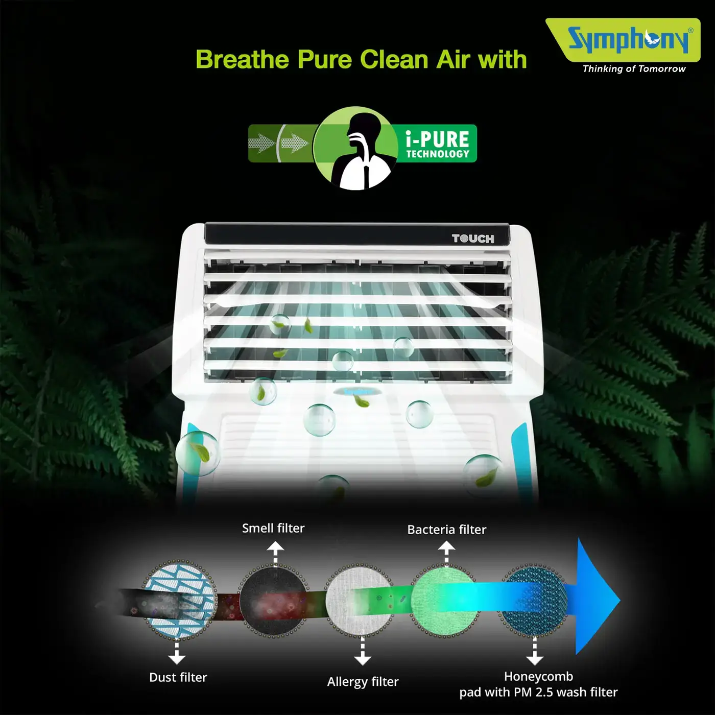 Touch 35L Personal Room Air Cooler for 195 Sqft. Medium Space