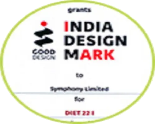 Symphony Limited won India Design Mark for the best design of its Diet 22i air cooler. Symphony Limited won India Design Mark for the best design of its Diet 22i air cooler.