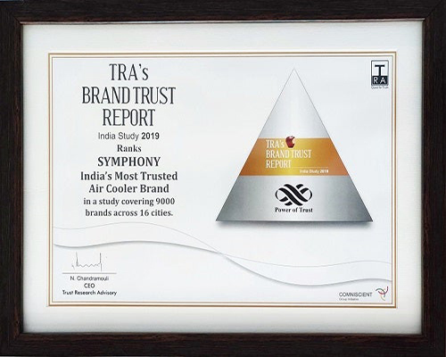 Symphony was recognized as ‘India’s Most Trusted Air Cooler Brand’ by The Brand Trust Report.