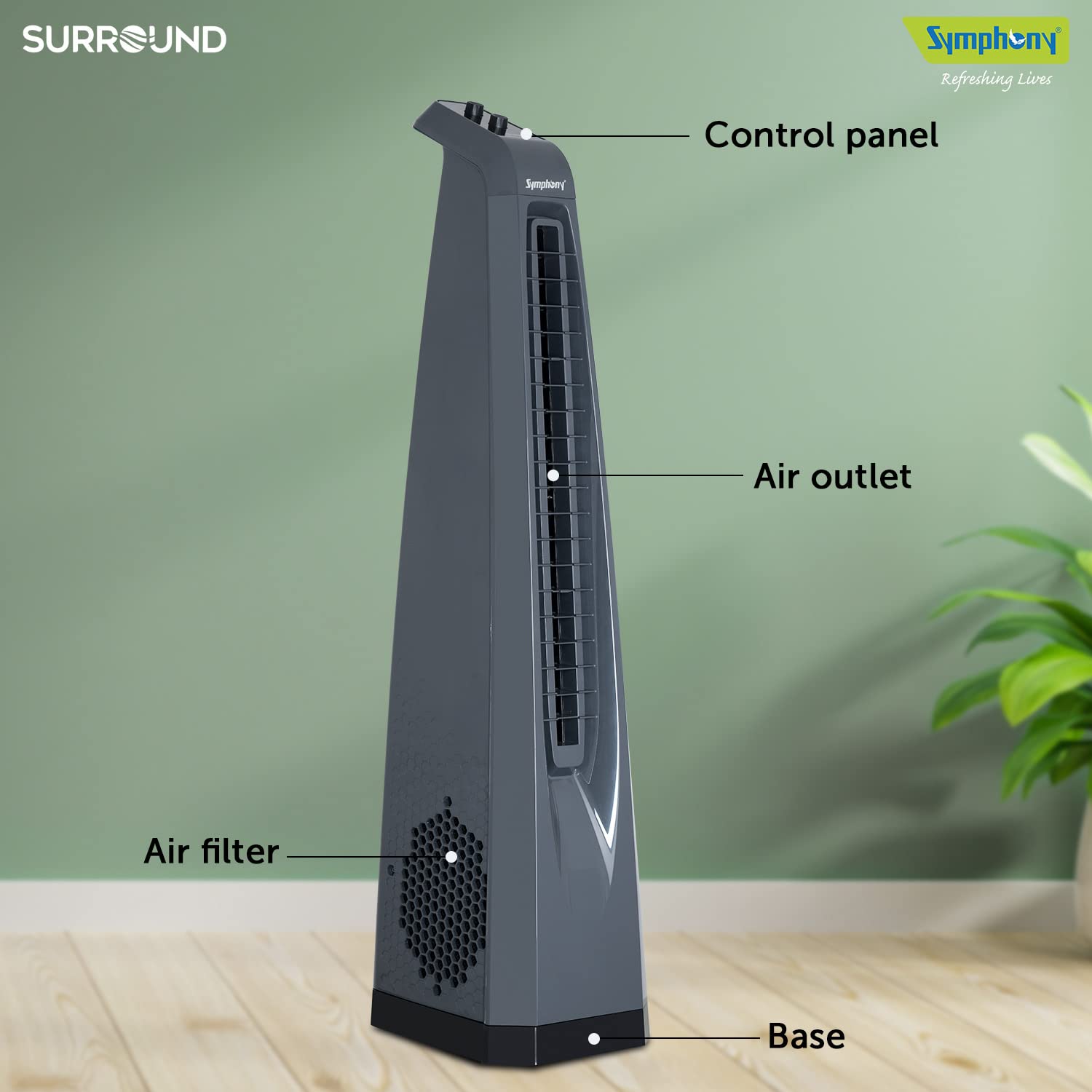 Surround (Grey) Bladeless Cooling Tower Fan | Symphony