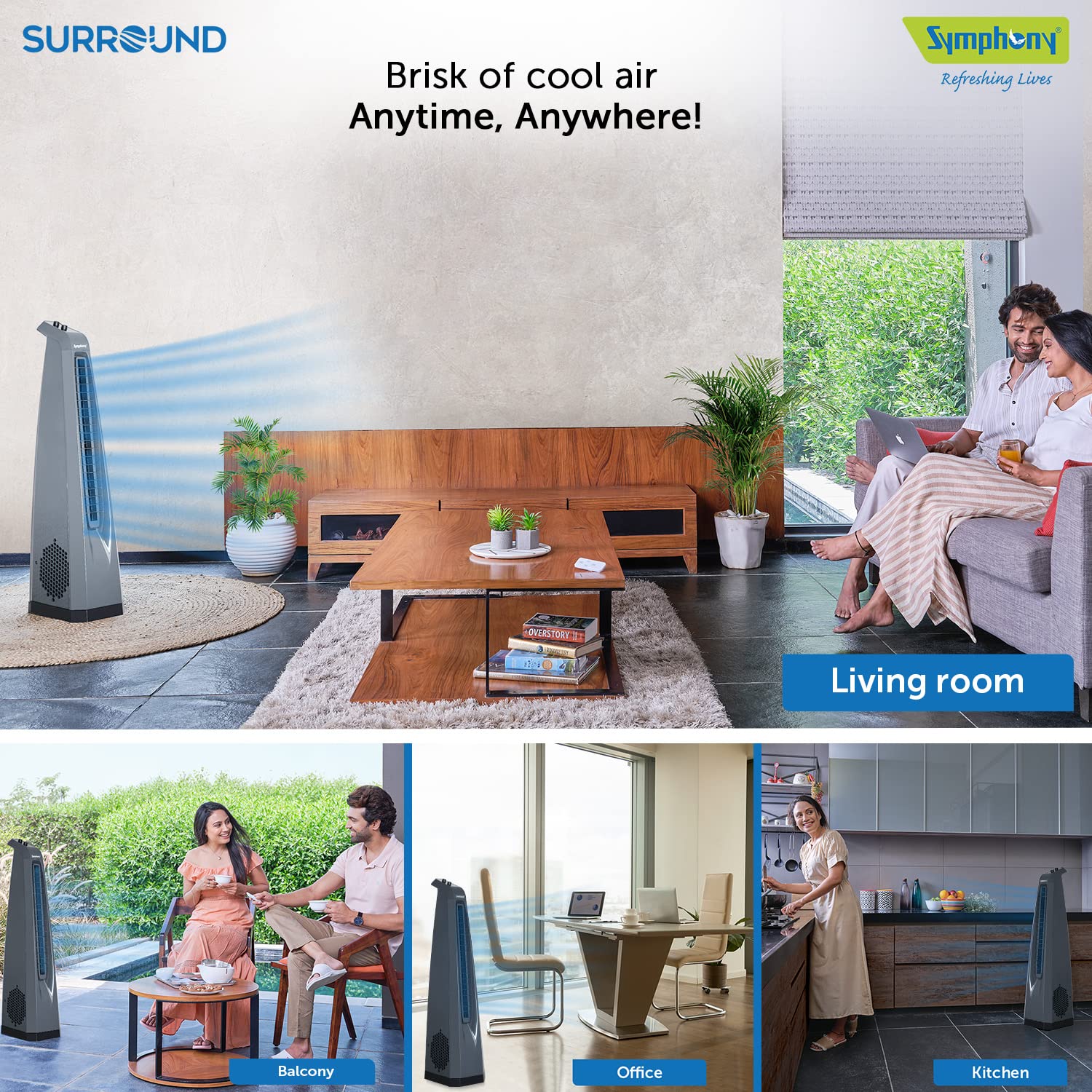 Surround (Grey) Bladeless Cooling Tower Fan Symphony