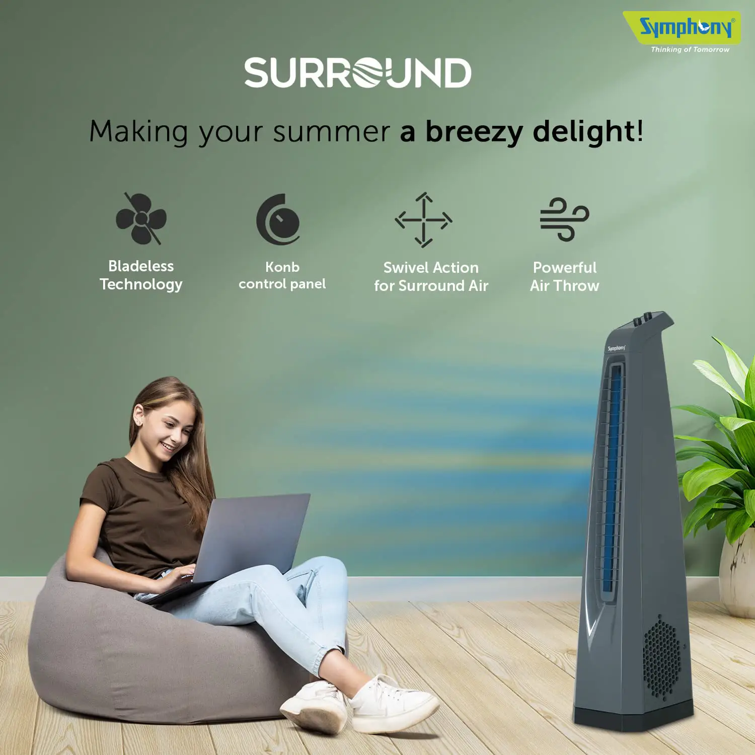 Tower Fan - Surround (Grey) Bladeless Cooling Fan