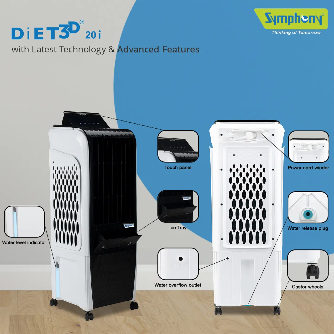 Portable Tower Personal Air Cooler Diet 3D 20i for Small Rooms