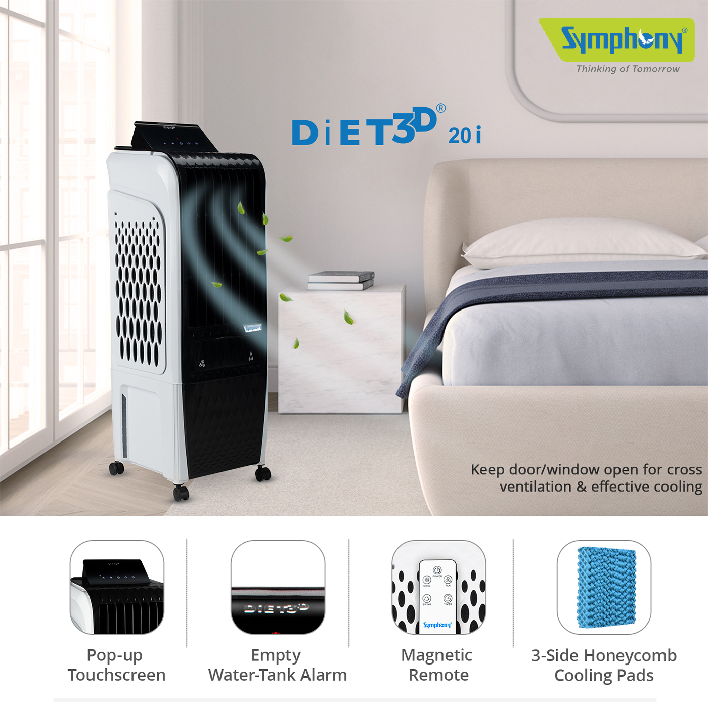Portable Tower Personal Air Cooler Diet 3D 20i for Small Rooms