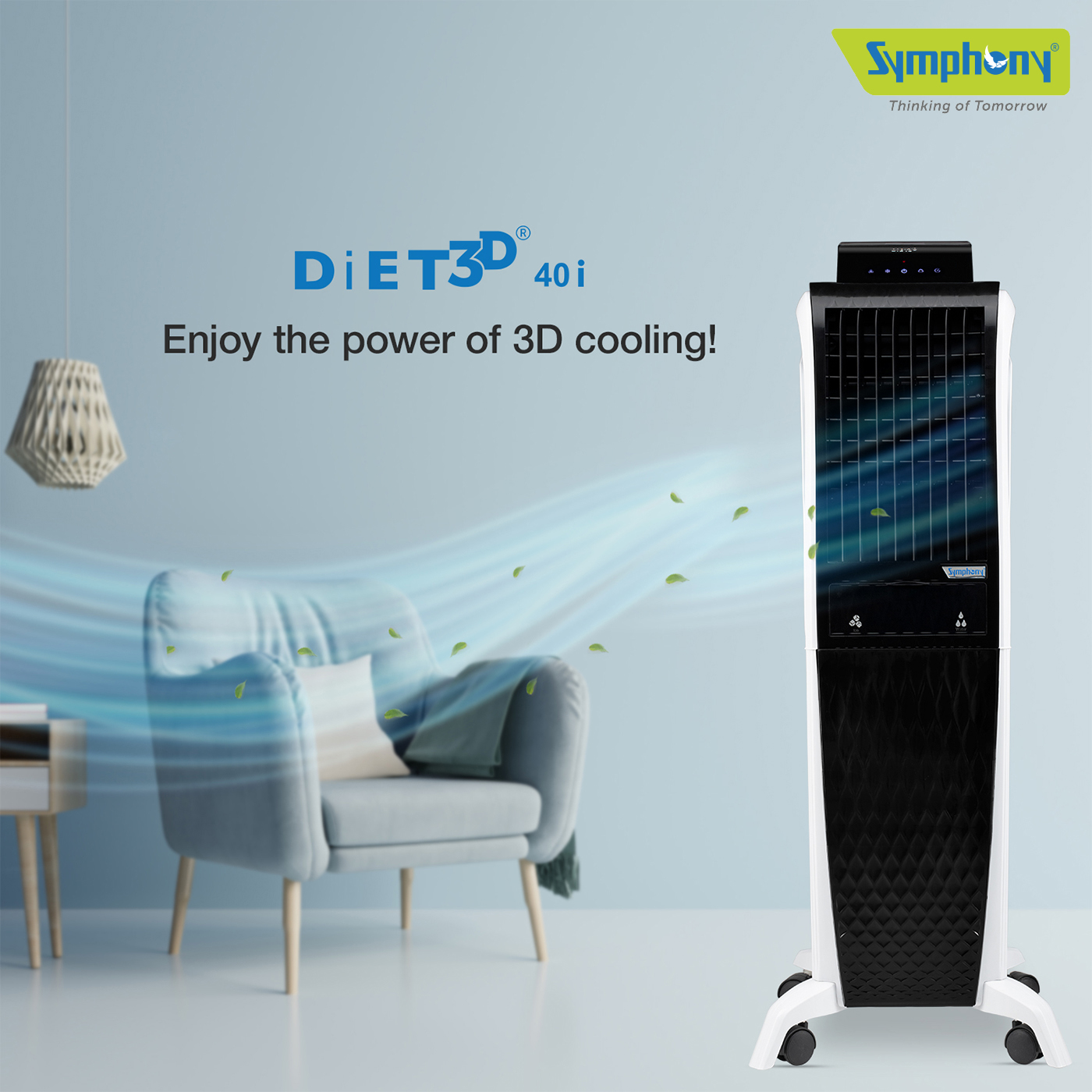 Diet 3D 40i Tower Air Cooler 40-litres with Magnetic Remote