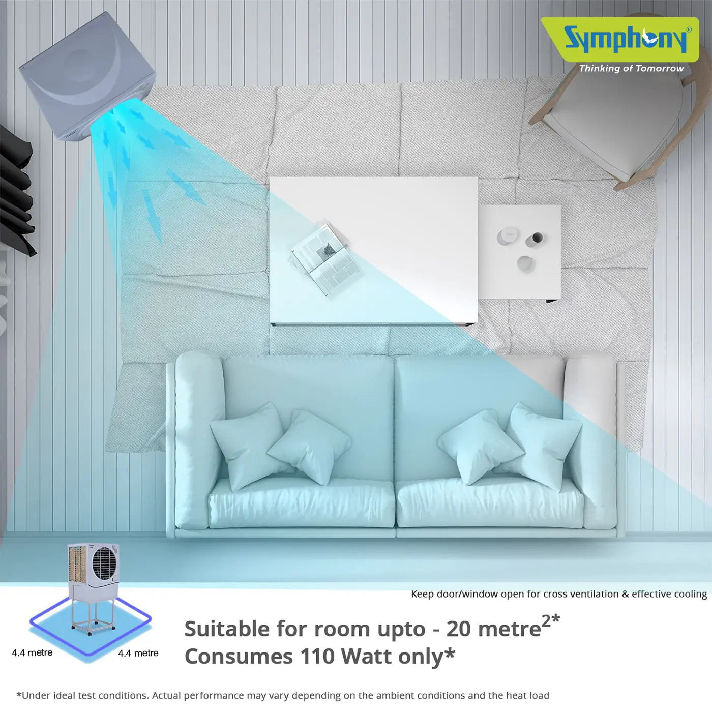 Jumbo 41L Room Air Cooler with Trolley