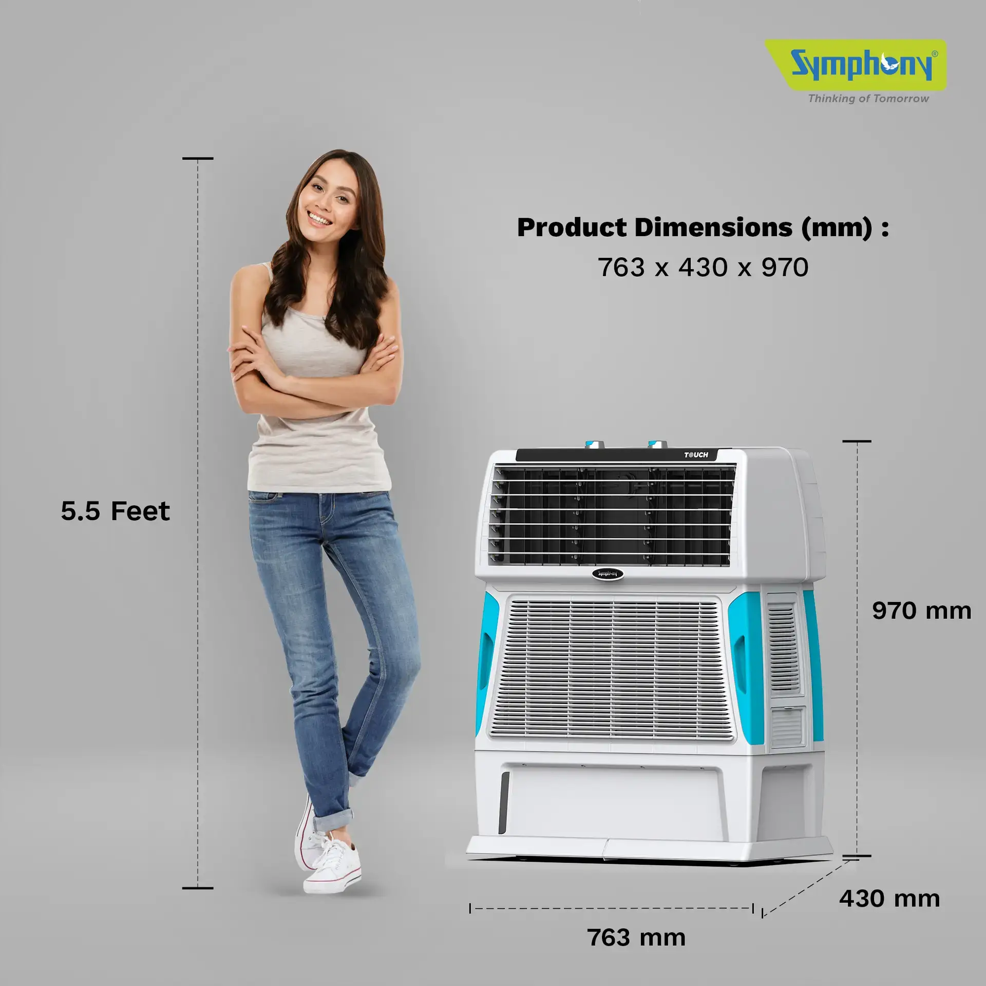 Desert Air Cooler Touch 55 with Double Blower (55 Litres)