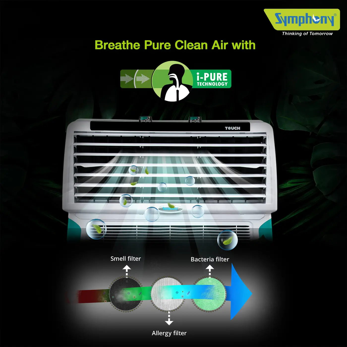 Desert Air Cooler Touch 55 with Double Blower (55 Litres)